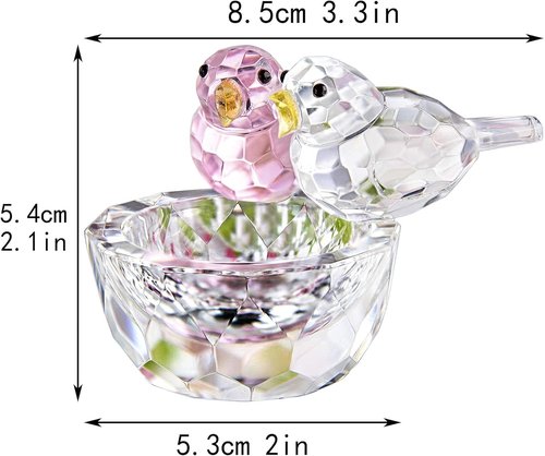 HDCRYSTALGIFTS Crystal Bird Figurine - 3.3'' Collectible Art Glass Decor | Perfect Gift for Valentine's Day