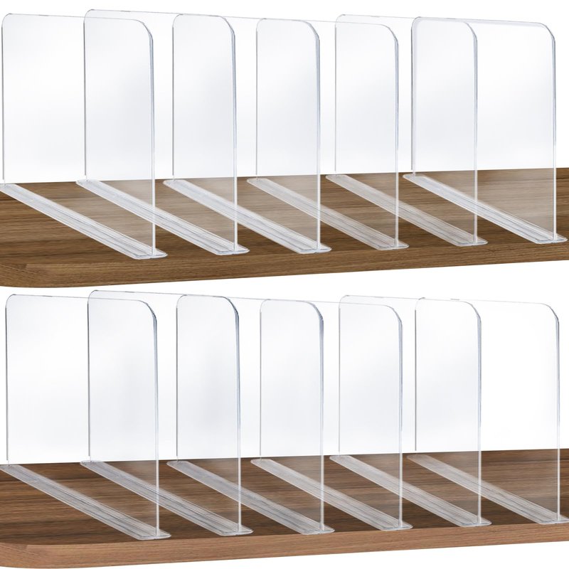 ROUFA Clear Shelf Dividers, Acrylic Closet Dividers Fit for Any Thickness of Shelves, 12pcs Multi-Purpose Wood Shelf Separators for Bedroom, Kitchen, Office, Bathroom, 11.8''x11''