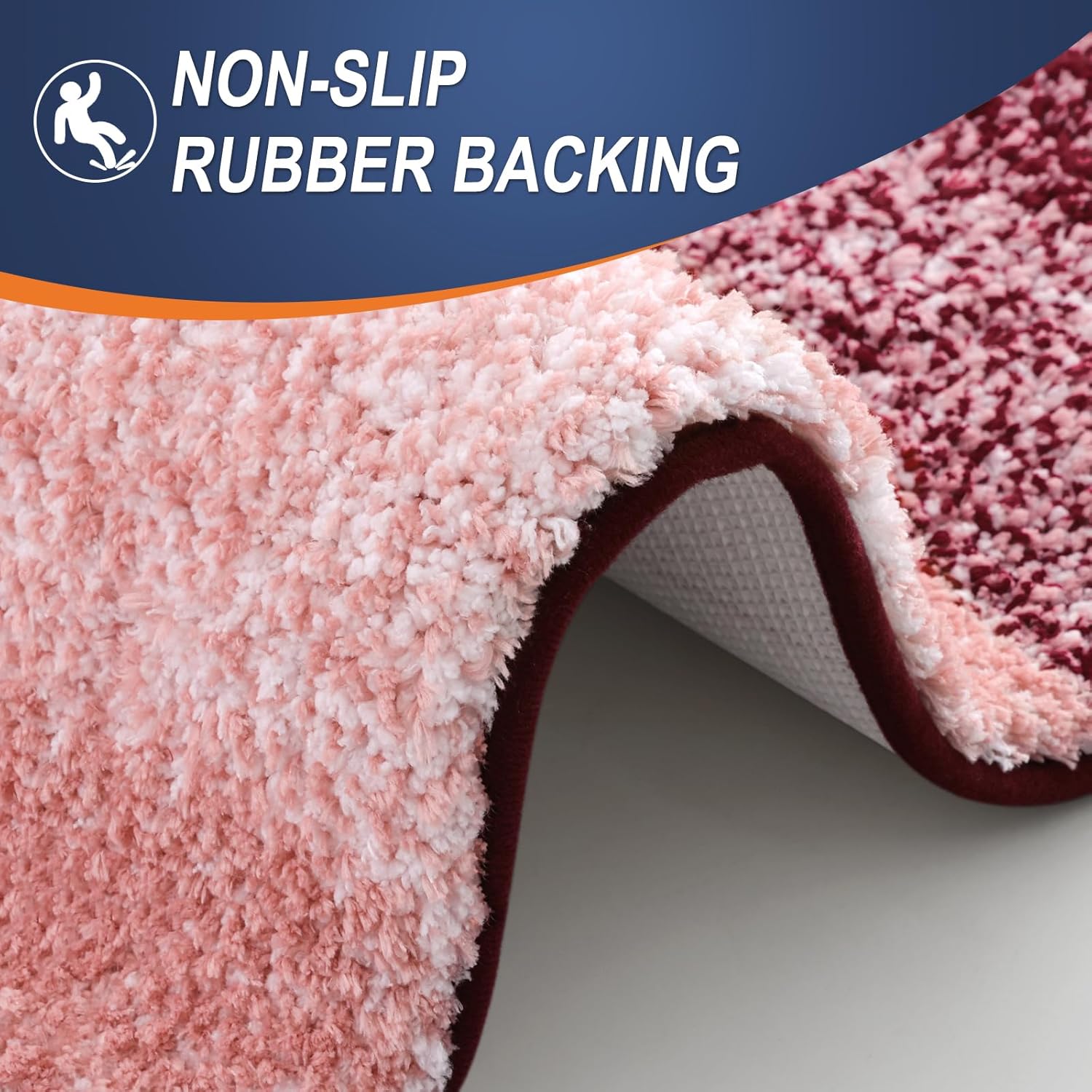 OLANLY Bathroom Runner Rug - Extra Soft Microfiber Mat 47x17 | Quick Dry, Washable, Rubber Backing - Red
