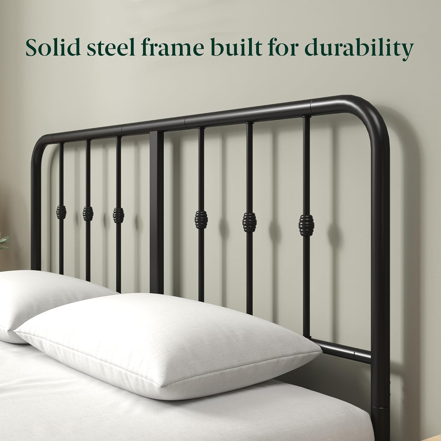 Zinus Leonardo Metal Platform Bed Frame - Victorian Spindle Headboard & Footboard | Heavy Duty, Queen Size