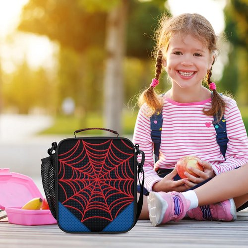 Bardic Lunch Box for Boys Girls - Reusable Insulated Lunch Bags for Kids - Large Capacity Cooler Back to School Lunch Thermal Meal Tote Kit, Black Spider Web