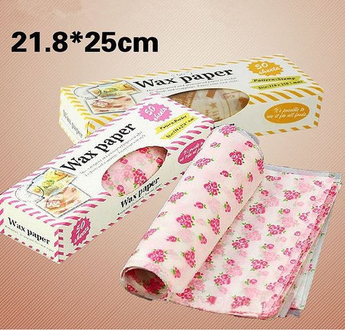 meleg otthon 50 Pcs Valentine's Day Floral Wax Paper Sheets for Food, Deli Parchment Baking Paper, Sandwich Candy Cookies Waterproof Wrappers Oilproof Basket Liners