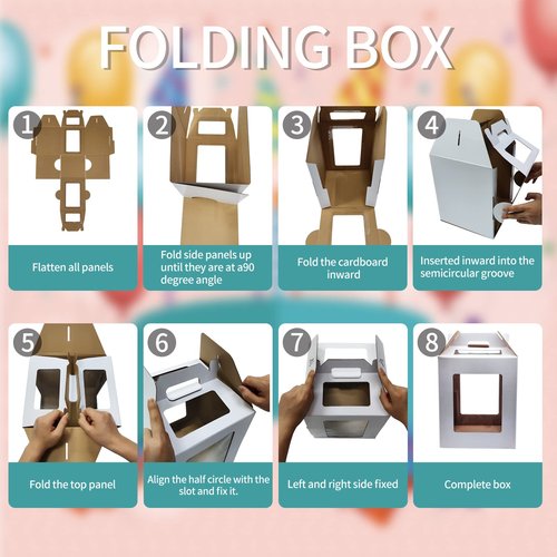 KBG Tall Cake Boxes with Window, Tiered Cake Boxes 10x10x12 & 12x12x14 Inch, Cake Carrier with 2 Cake Boards, Disposable Containers for 10 & 12 Inch