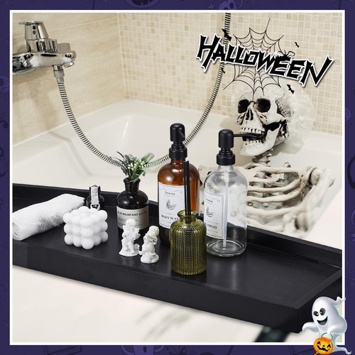Mifoci 32'' Tall Halloween Charcuterie Board Coffin Tray Large Wooden Coffin Serving Tray Spooky Gothic Home Decoration Creepy Gothic Bathroom Accessories Dessert Tray (Black,Basic Style)