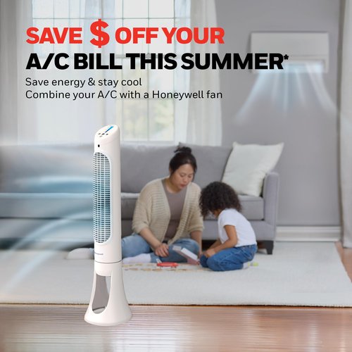 Honeywell QuietSet Whole Room Oscillating Tower filter Fan with Remote, White, HYF260