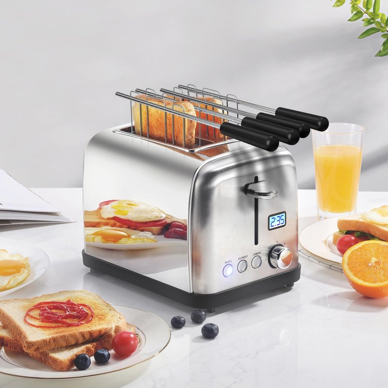 LZLXXLZL Sandwich Cage - Toaster Racks for 2-Slice Toast Maker, Classic Sandwich Clip to Make Toasted Sandwiches, Stainless Steel Bread Rack Toaster Accessories (Black)