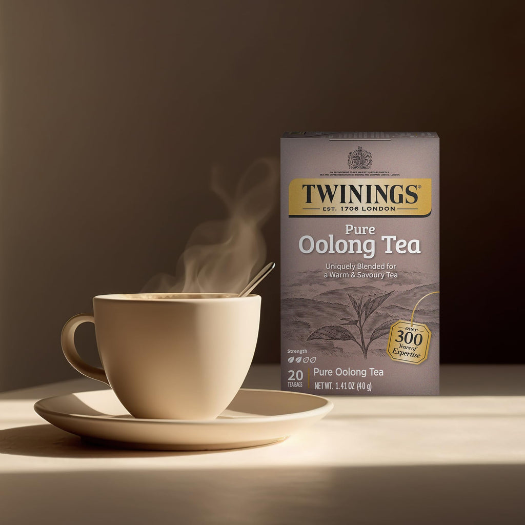 Twinings Pure Oolong Tea 2-Pack – Golden Caffeinated Tea, Individually Wrapped Tea Bags, 20 Count Each
