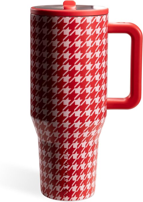 HydroJug Traveler - 40 Oz Insulated Water Bottle with Handle & Flip Straw - Houndstooth Design