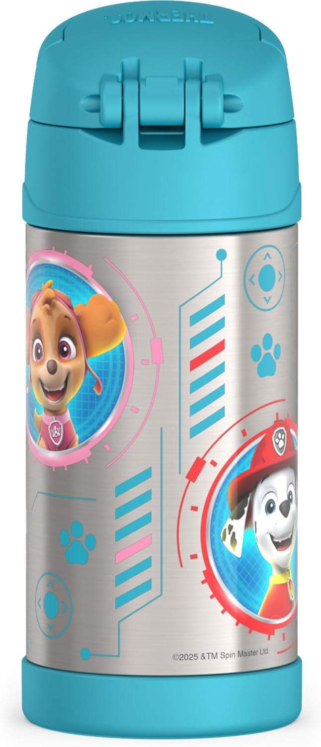 THERMOS FUNTAINER Water Bottle - 12 Ounce Kids Stainless Steel Insulated Bottle | Paw Patrol Blue