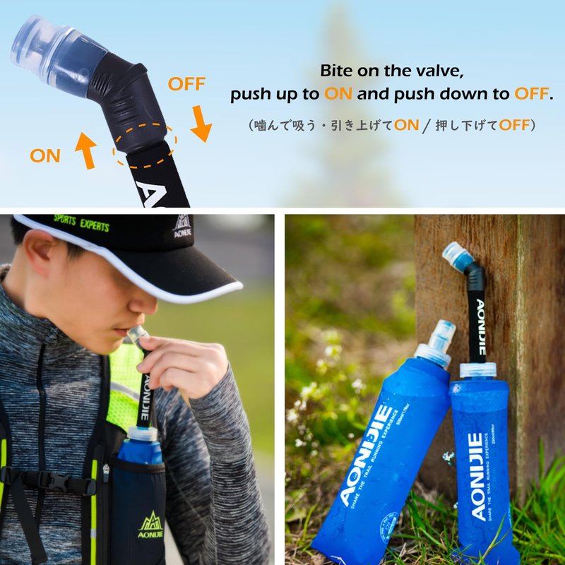 TRIWONDER Collapsible Water Bottles TPU Soft Flask Running Bottles BPA-Free Sports Flasks for Hiking Climbing Camping (250ml/8.45oz with Straws - Pack of 2)