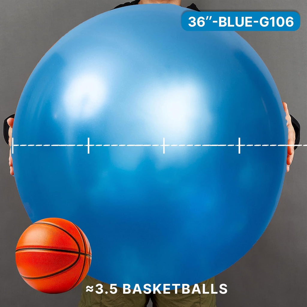 PartyWoo Metallic Blue Balloons - 36 Inch Chrome Latex Helium Balloons for Celebrations
