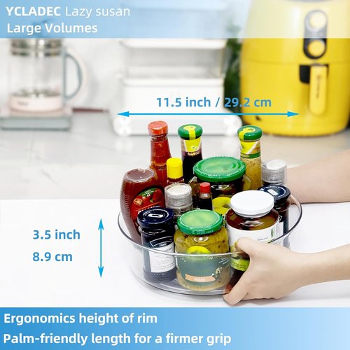 Lazy Susan 11.5-Inch Turntable Organizer - Clear Rotating Storage Bins for Kitchen & Bathroom