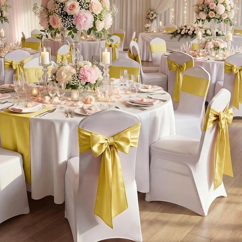 Gold Satin Bow Decorations by [Brand Name] - 3 Pcs 2 FT Large Hanging Wall Decor for Weddings & Parties