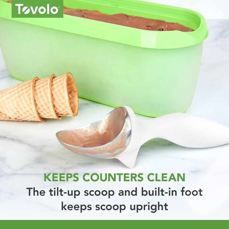 Tovolo Tilt Up Ice Cream Scoop, Ergonomic Handle, Dishwasher Safe, White, 1 EA (80-5217)