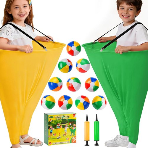Granny Pants | 17 PCS Yard Game Set - 2 Oversized Funny Pants with 10 Balls & 2 Air Pumps for Outdoor Fun