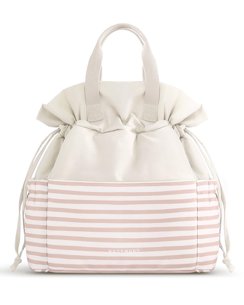 BAGSMART Lunch Bag Women Cute Lunch Box Drawstring Tote Cooler with Multi-Pockets Cinch Closure Insulated Tote for Work, Office, Outdoors