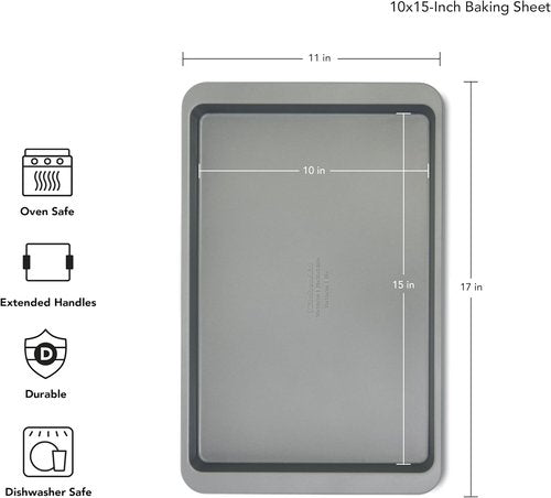 KitchenAid Premium Baking Sheet - Nonstick Aluminized Steel | 10x15 Inch, Contour Silver (Pack of 6)