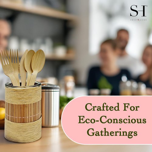 SWEET HOME Bamboo Utensils Disposable Set of 180 pcs 70 Forks 40 Spoons and 70 knives 100% Compostable - Bamboo Biodegradable Utensils Eco-Friendly Cutlery for Party Camping Travel & More