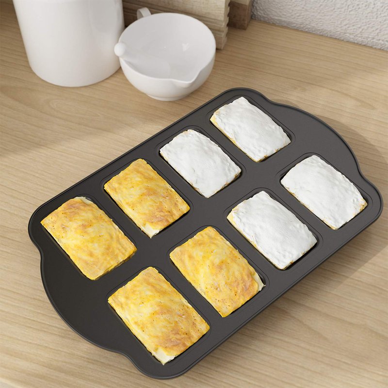 Tiawudi 1 Piece Non-Stick Mini Loaf Pan, Carbon Steel Baking Bread Pan, 8-Cavity