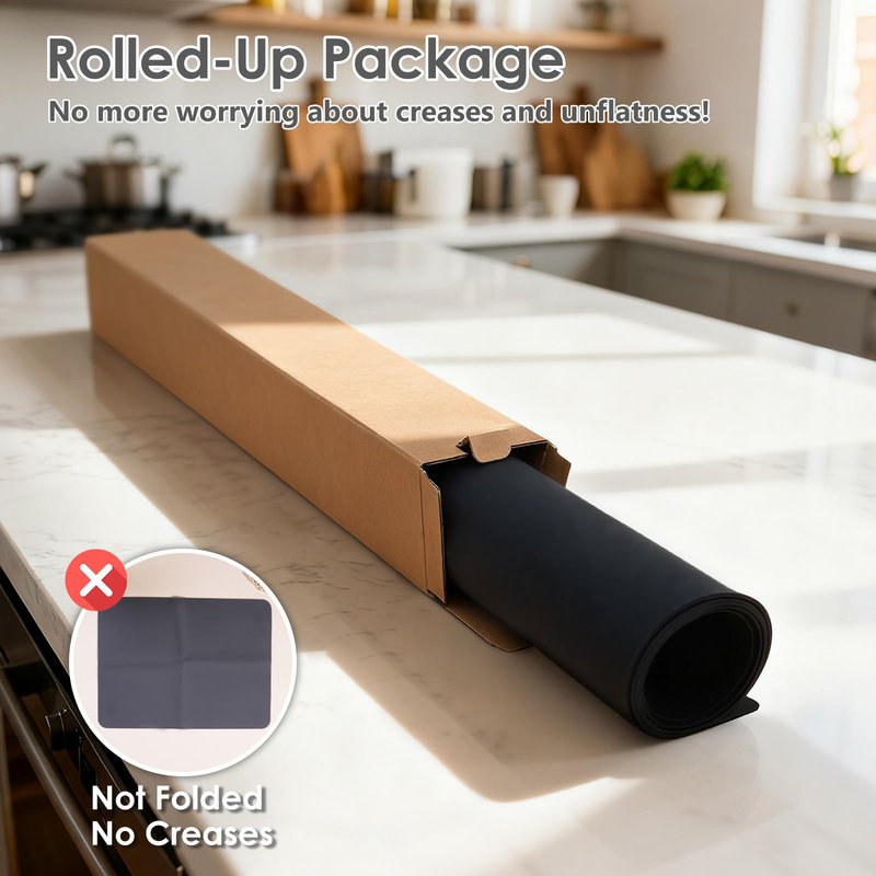 Extra Large Silicone Mat for Resin 36.2" x 24", 2MM Thick Silicone Craft Mat for Table, Multifunction Silicon Matt for Kitchen Countertop Protector Heat Resistant Placemat by Foepoge(Black)