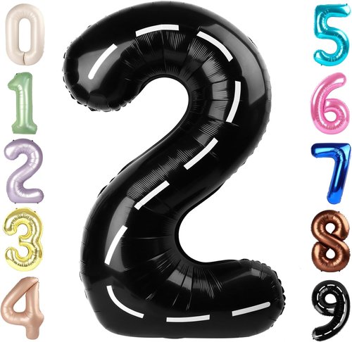 40-Inch Black Number Balloons by [Brand Name] - Perfect for 2nd, 12th, 21st Birthday & Celebration Decor