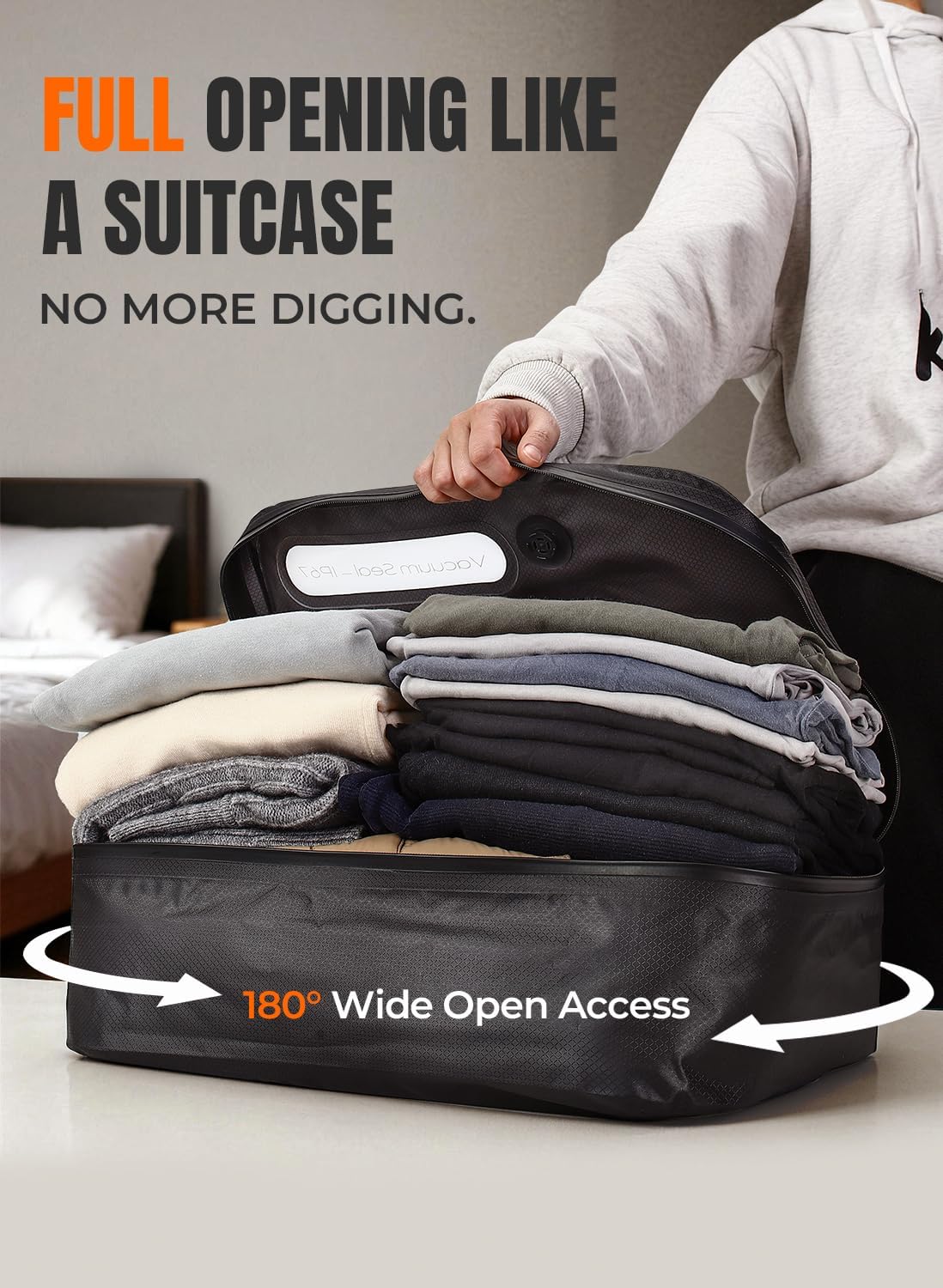 Skiennix Vacuum Bags for Travel - Wireless Pump Included, IP67 Waterproof, 3 Pack for Space Saving Storage