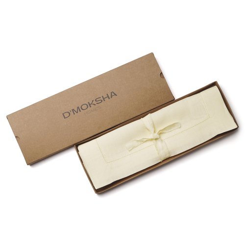 D'Moksha Homes Cream Linen Cloth Placemats Set of 4-100% Pure Linen Hemstitch Placemats 14 x 19 Inch - Classic Hemstitch Table Place Mats for Spring, Easter - Handcrafted and Machine Washable