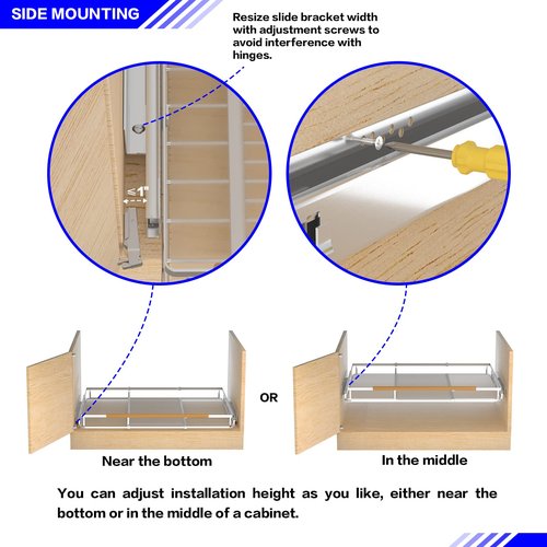 KIKIBRO Pull Out Drawer Cabinet Organizer, Expandable Slide Out Storage Shelves - Heavy Duty, Durable and Smooth Slide-Out, 12.3"~18.3" Wide x 22.5" Deep, 2 Pack