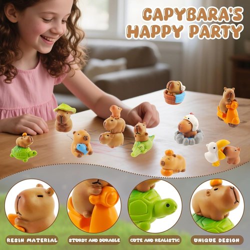 Exasinine 27-Piece Mini Capybara Figurine Set - Adorable Cake Toppers for DIY Fairy Garden Decor
