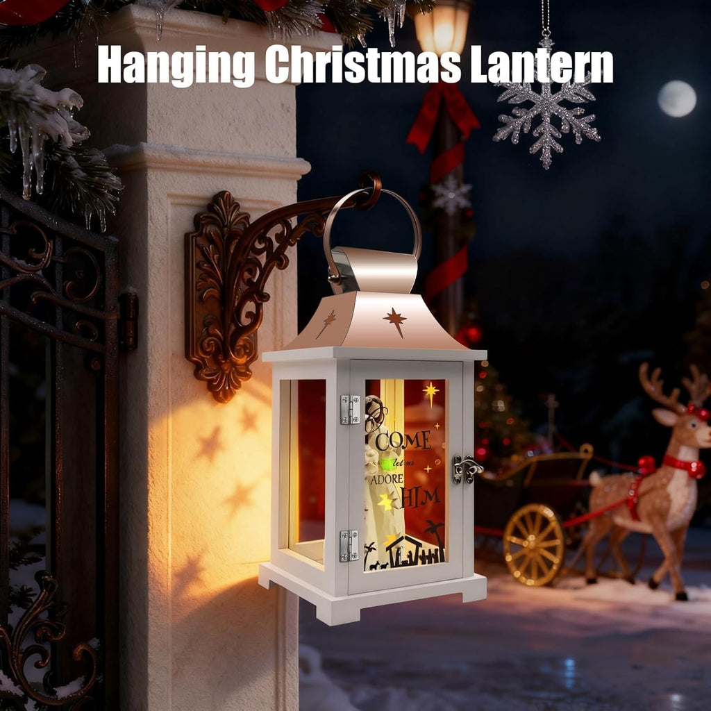 Regine Switzerland Christmas Nativity Set - 15.1" Tall Lantern for Table Centerpieces | Indoor Xmas Decor