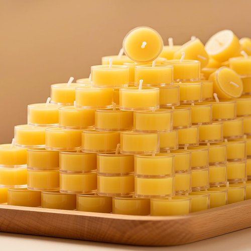 150Pcs Beeswax Tealight Candles, 100% Pure Beeswax Tea Candles | 4-Hour Extended Burn Time | Natural Bees Wax Tea Light Candle in Clear Cup, Perfect for Home Deco,Air Purification