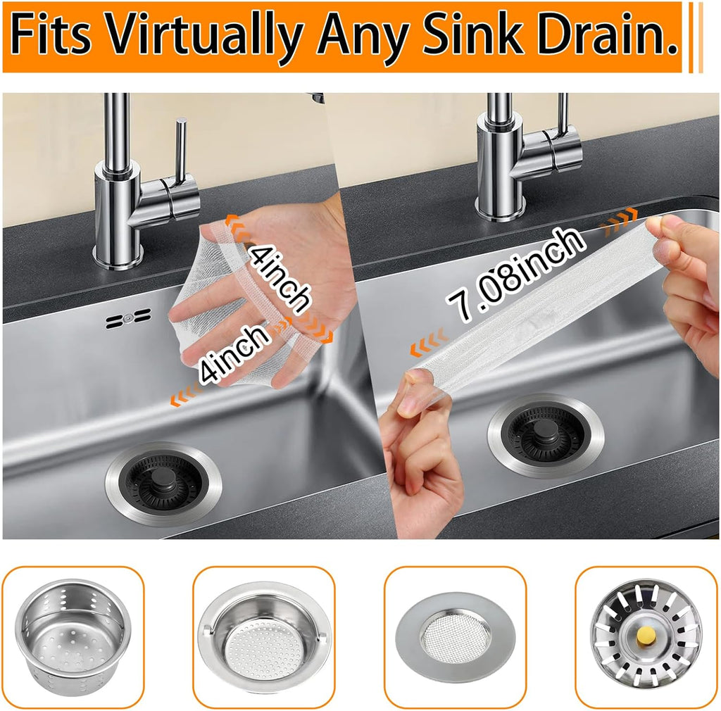 Skiennix 400 Pack Disposable Sink Strainer Bags - Ultra-Fine Elastic Mesh Food Catcher for Kitchen Drains