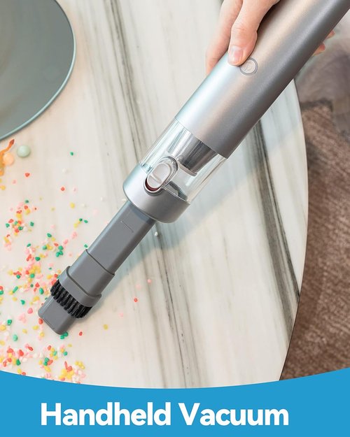 Brigii Mini Handheld Vacuum - Cordless 3-in-1 Car Vacuum, Air Duster & Hand Pump | Portable Rechargeable Cleaner with 3 Nozzles