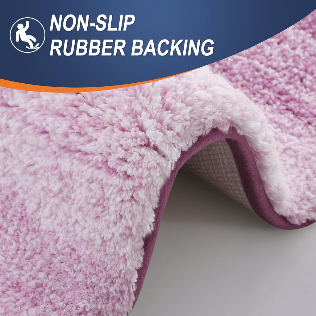 OLANLY Bathroom Runner Rugs - Extra Soft Microfiber Bath Mats | 47x20, Quick Dry, Washable, Pinkish-Purple