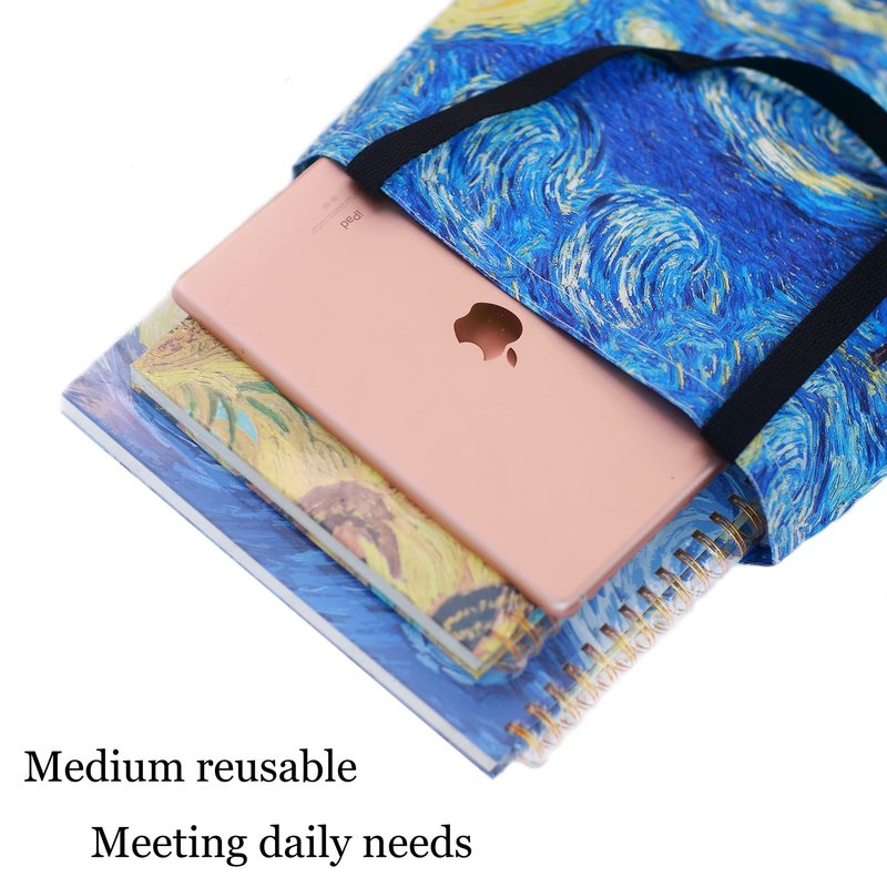 SuyuanArt 3 Pack Aesthetic Cute Van Gogh Tote Bag, Art Carry-on Shoulder Bag Canvas Reusable Foldable Grocery Beach Travel Bag for Women