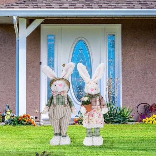 LYFJMUS Easter Bunny Decorations - 30-Inch Large Standing Rabbit Statues for Spring Home Decor | 2-Pack
