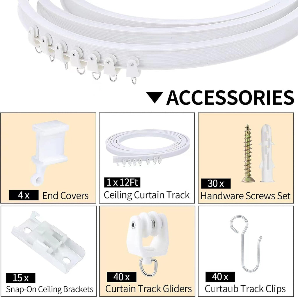 Skiennix Flexible Bendable Ceiling Curtain Track - 5m (16.4ft) for Easy Installation & Versatile Use