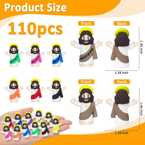 Mini Jesus Figures by [Brand Name] - 110PCS Religious Figurines for Easter Egg Stuffers & Party Favors | 2 Styles