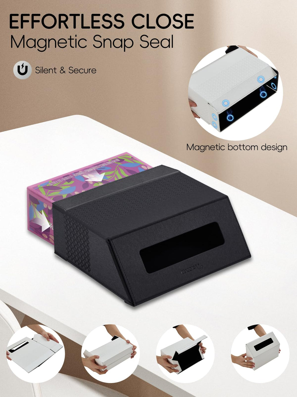 Cloudever Hand Towel Box Cover, No Drill Installation & Damage-Free Adhesive Backing for Wall Mounted, Streamlined Appearance for Kleenex Paper Hand Towels-Polar Ice