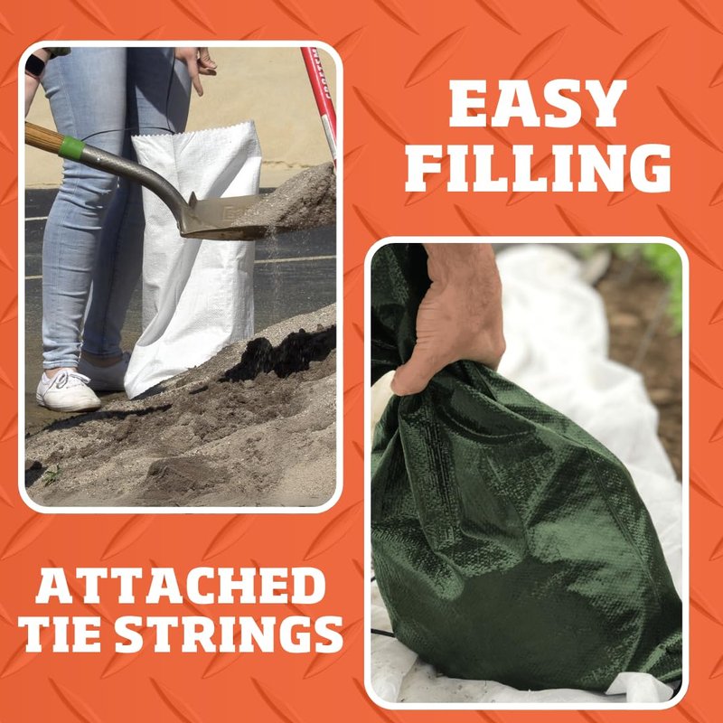 DURASACK Pro Max Heavy Duty Sand Bags for Flooding with 4,000 Hours UV Protection Sandbags for Weight, 100 lbs Capacity, 14x26 in, Green, 50 Count