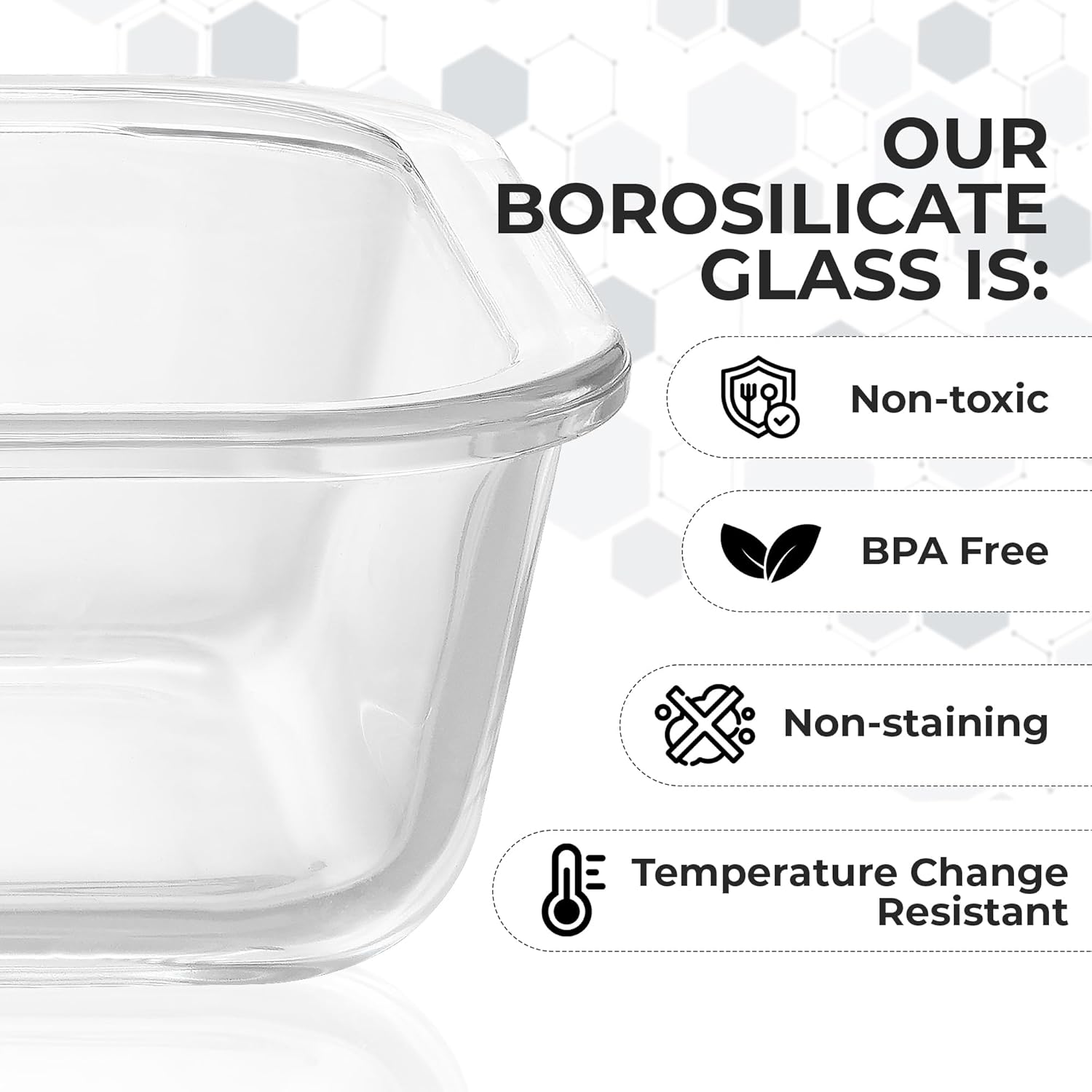 Zulay Kitchen 36oz Glass Tupperware Container Set - 5 Piece BPA-Free Borosilicate Food Storage | Leak-Proof & Oven Safe - Gray