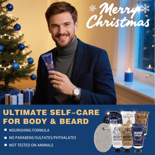 BODY & EARTH 2025 Men's Advent Calendar - 24-Day Skincare & Beard Care Grooming Set | Perfect Holiday Gift for Dads & Boyfriends