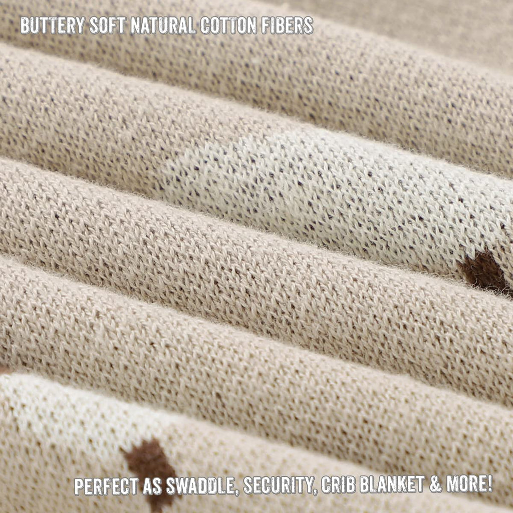 Bleu La La Baby Swaddle Blanket - 100% Luxury Cotton Knit Soft Cozy Lightweight Unisex Receiving Stroller Quilt Blanket for Shower Gift Registry for Newborns Infants Toddlers (Sheep - Khaki)