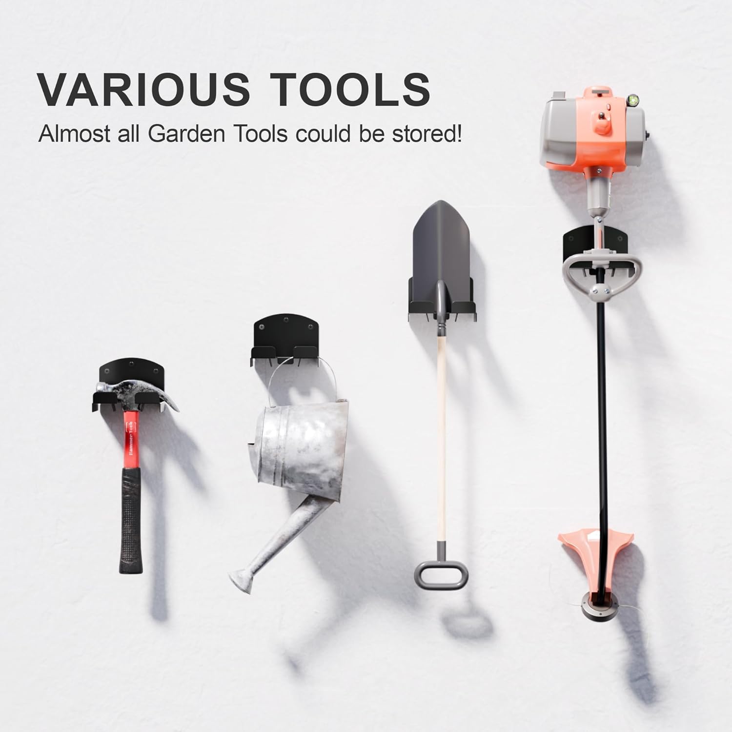 Niffgaff Weed Wacker Wall Rack - Heavy-Duty Garage Tool Organizer with Hooks for Lawn Equipment | 2-Piece Set