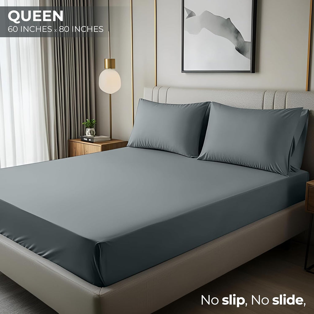 Utopia Bedding Queen Fitted Sheet - Deep Pocket Microfiber - Soft, Shrinkage & Fade Resistant - Grey