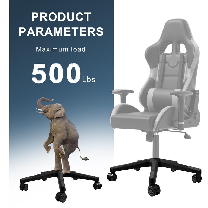Racfenick 28" Swivel Gaming Office Chair Base Replacement, Heavy Duty Nylon Chair Repair Base Kit with Bottom Plate ,Gas Cylinder and Casters (Grey)