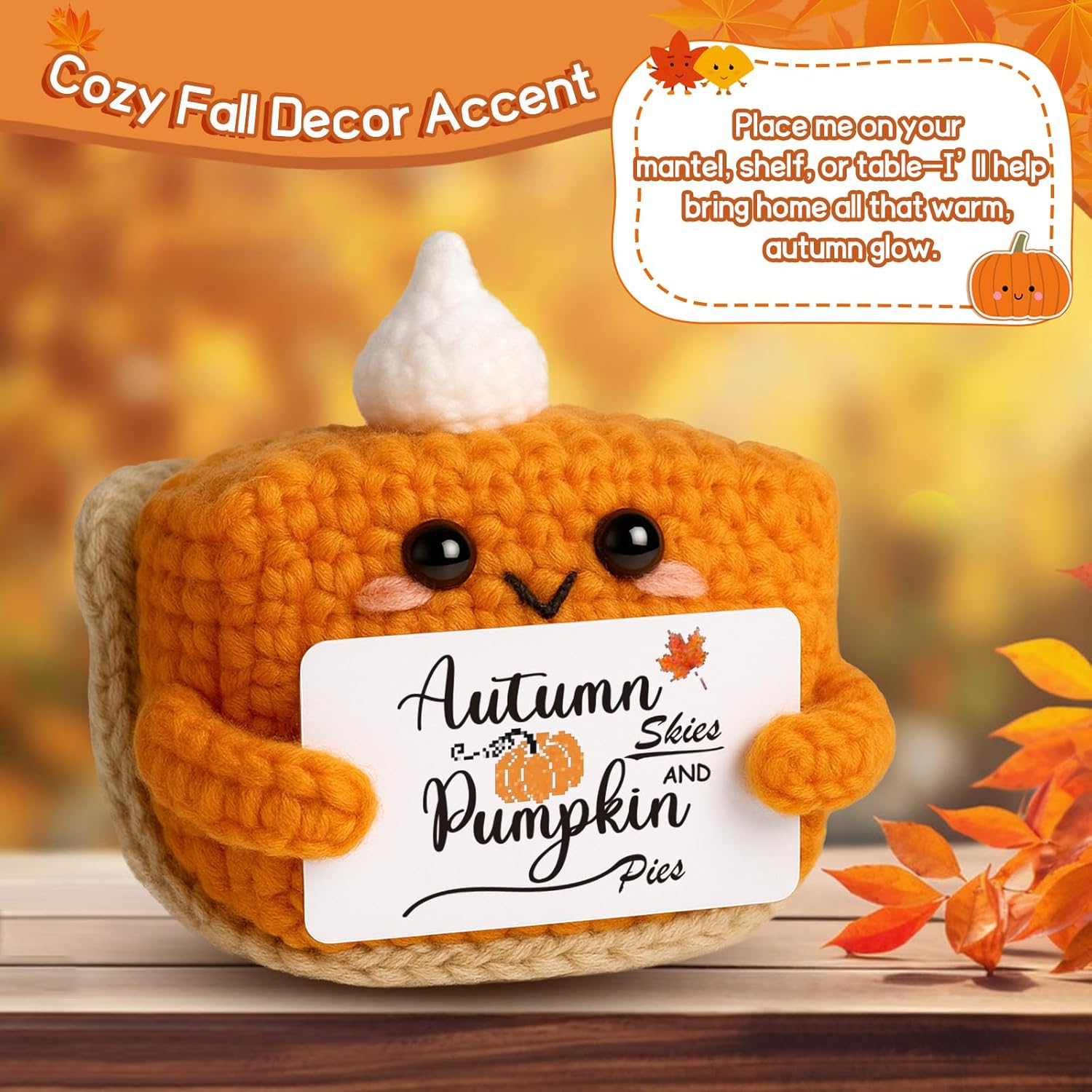 Skiennix Mini Pumpkin Pie Crochet Doll - Cute Fall Decor for Thanksgiving | Plush Autumn Gift