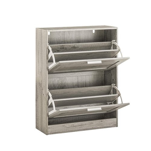SoBuy Shoe Storage Cabinet Entryway, Slim Shoe Rack Freestanding, Narrow Shoe Organizer 2 Flip-Drawers Shoe Cupboard for Mudroom Front Door Entrance Hallway Bedroom, FSR137-HG (Grey)