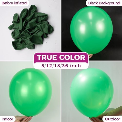 Bezente Green Balloons - 100 Pack 12-Inch Latex Helium Balloons for Jungle-Themed Parties & Events