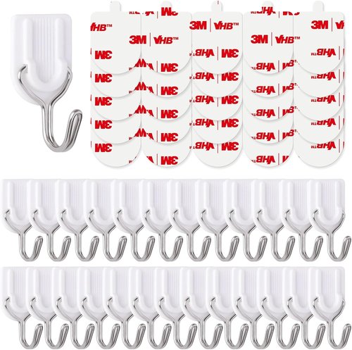 25 Heavy-Duty Wire Hooks by [Brand Name] - No Damage Adhesive Wall Hooks for Keys, Coats, Towels | Removable & Durable